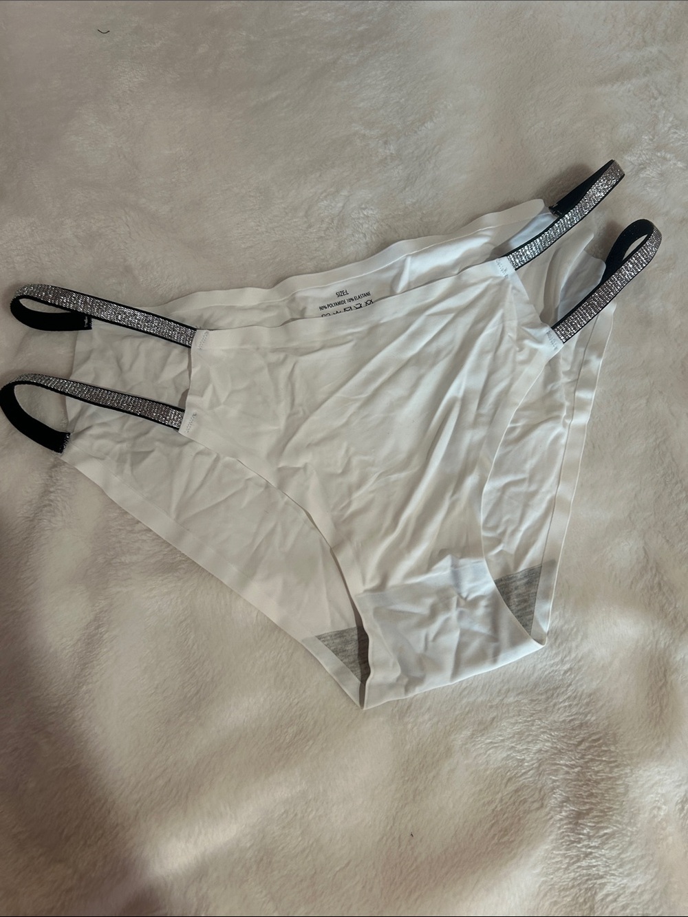 Source Unknown White Hipster Panties with Black Elastic Detail NWT